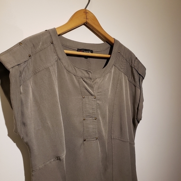 JEANNE BEKER Khaki loose fit Shift Dress SZ 4 - Picture 6 of 9